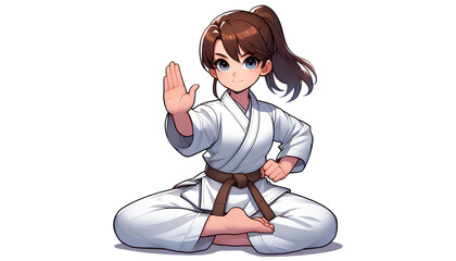 Dynamic Martial Artist Illustration in Cartoon Style