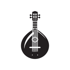 Bouzouki Silhouette - Minimalist Bouzouki Vector Art - Bouzouki Illustration.