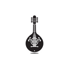 Bouzouki Silhouette - Minimalist Bouzouki Vector Art - Bouzouki Illustration.