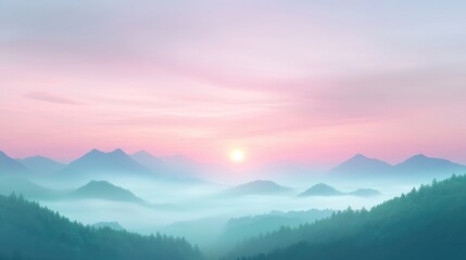 Obraz premium A mountain range with a pink and orange sky in the background