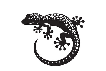 Gecko silhouette vector illustration, Gecko silhouette 