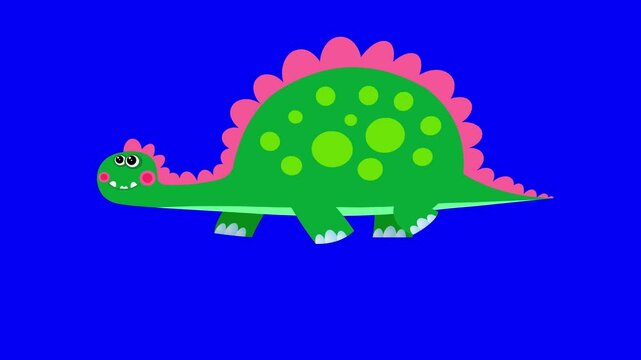 Cartoon dinosaur stegosaur 2 flat design walking cycle bluebox. Cute 2d hand made prehistoric yellow animal character animation good for any use. 