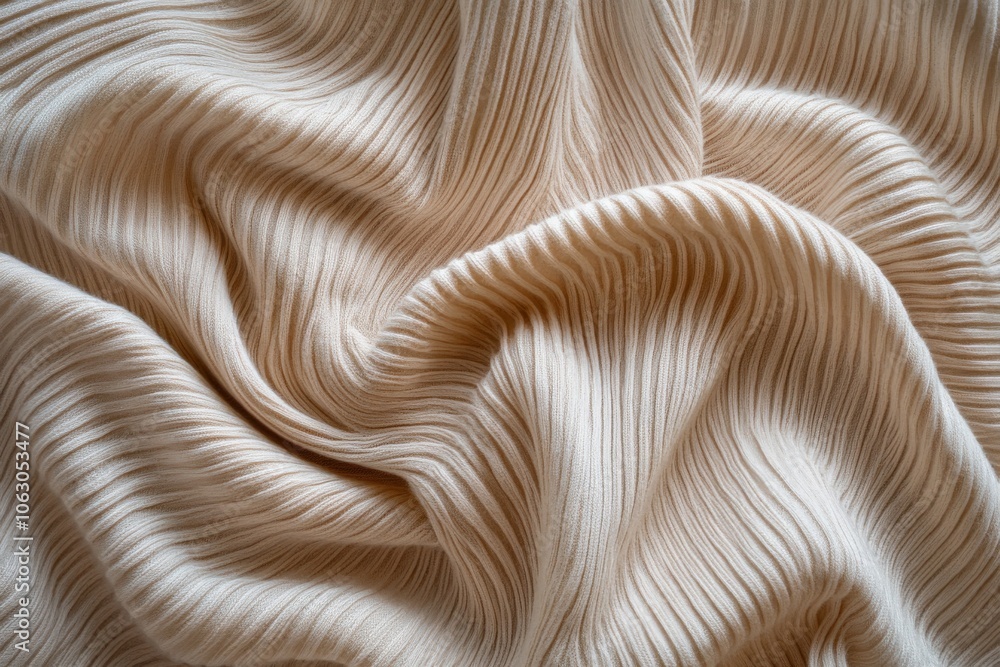 Aufkleber a close-up of cream-colored fabric displaying smooth, wavy textures that create a warm, inviting fee
