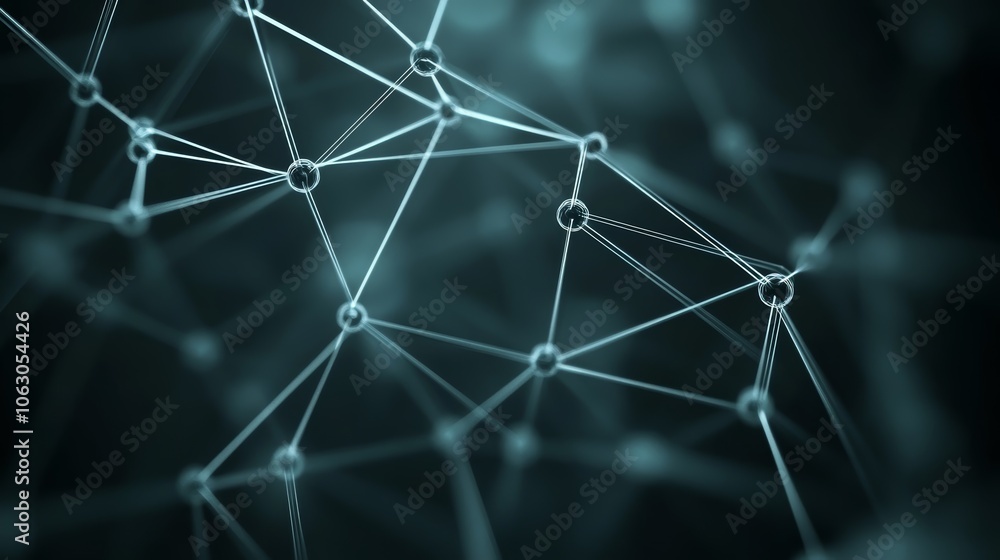 Poster abstract background, interconnected lines and dots network visualization modern design futuristic te