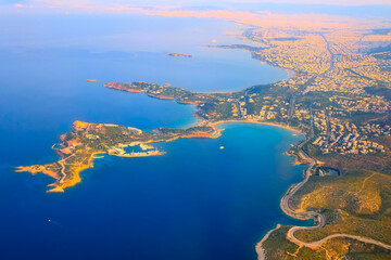 Aerial view of Athens, Greece shot from airplane