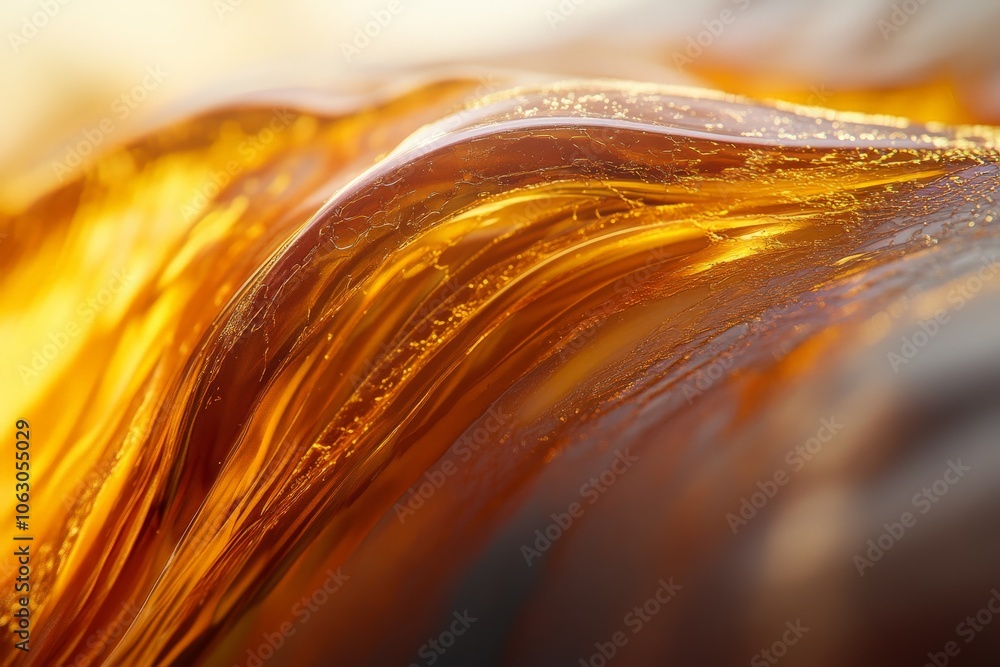 Aufkleber Flowing golden waves create a dynamic and vibrant scene, capturing the essence of movement and energy in an abstract, organic form rich with texture.
