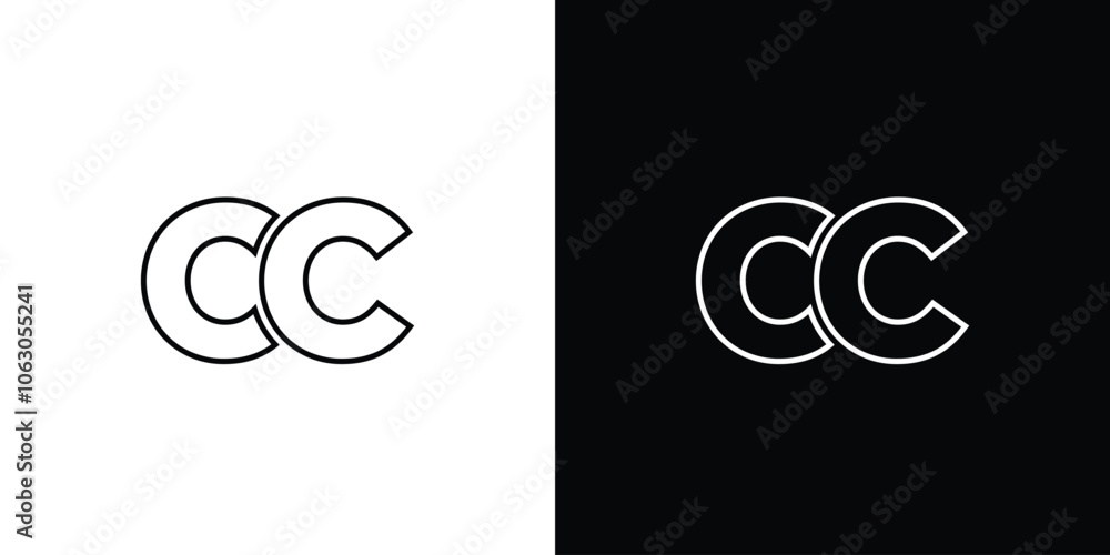 Poster letter c and c, cc logo design template. minimal monogram initial based logotype.