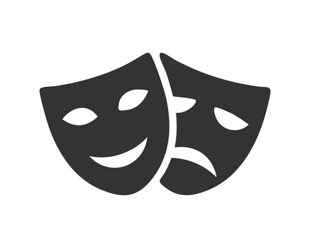 recommend clip art: Comedy and Tragedy Masks. Masquerade Mask, Comic and Tragic Vector Icon for Theater or Carnival.