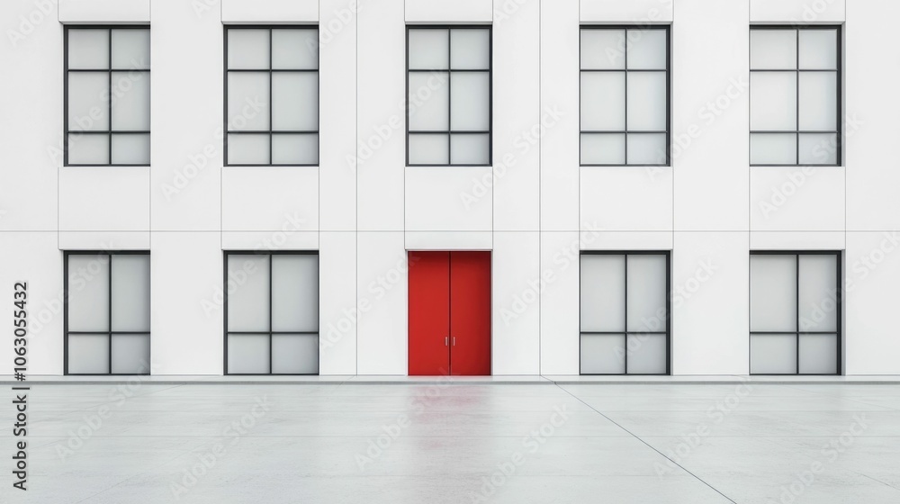Poster captivating minimalist building with clean lines and innovative design features in an urban landscap
