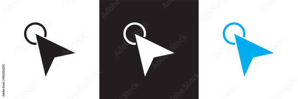 Poster mouse cursor click icon isolated on white and black background . vector illustration. eps 10