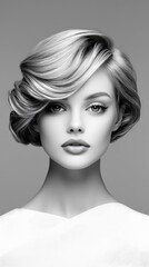 Fototapeta premium A woman with short hair and a white shirt