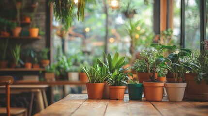 Fototapeta premium A cozy indoor space adorned with an array of colorful potted plants,