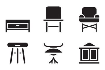 Furniture vector silhouette fill art for mobile app and web.