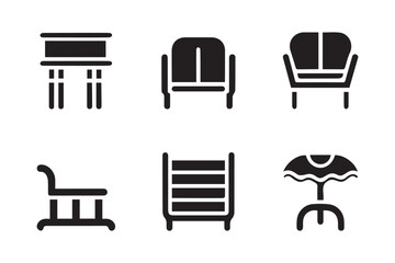 Furniture vector silhouette fill art for mobile app and web.