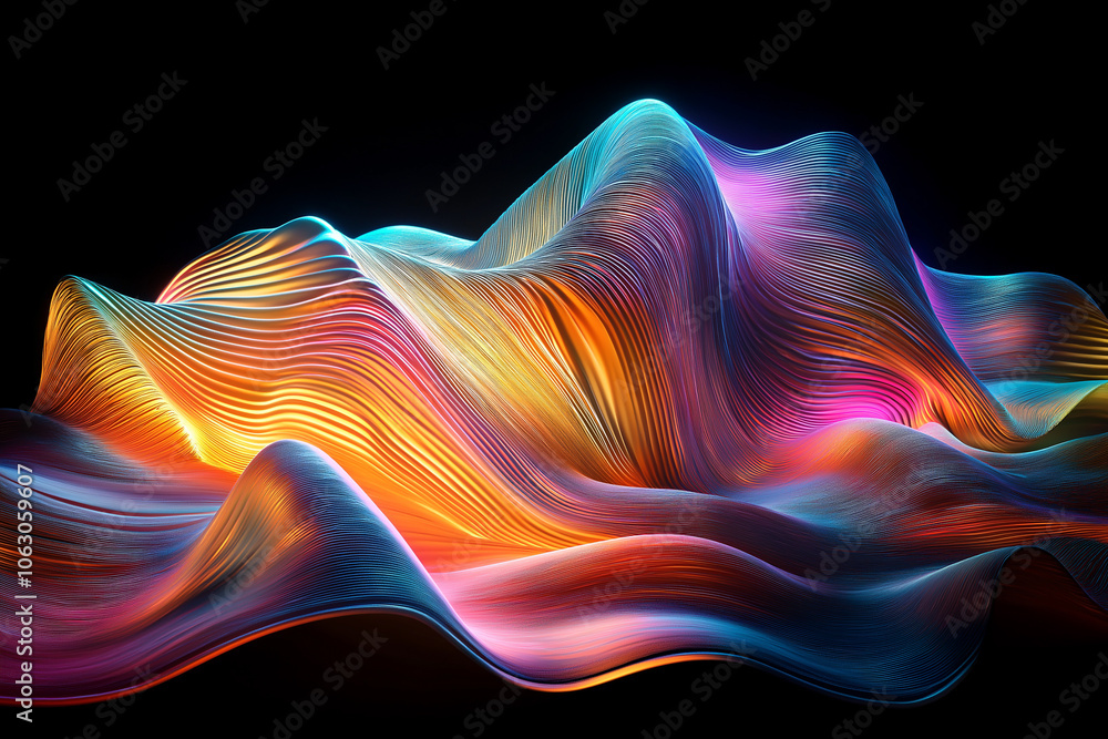 Aufkleber a vibrant, abstract depiction of layered waves in dynamic colors, showcasing a mesmerizing interplay