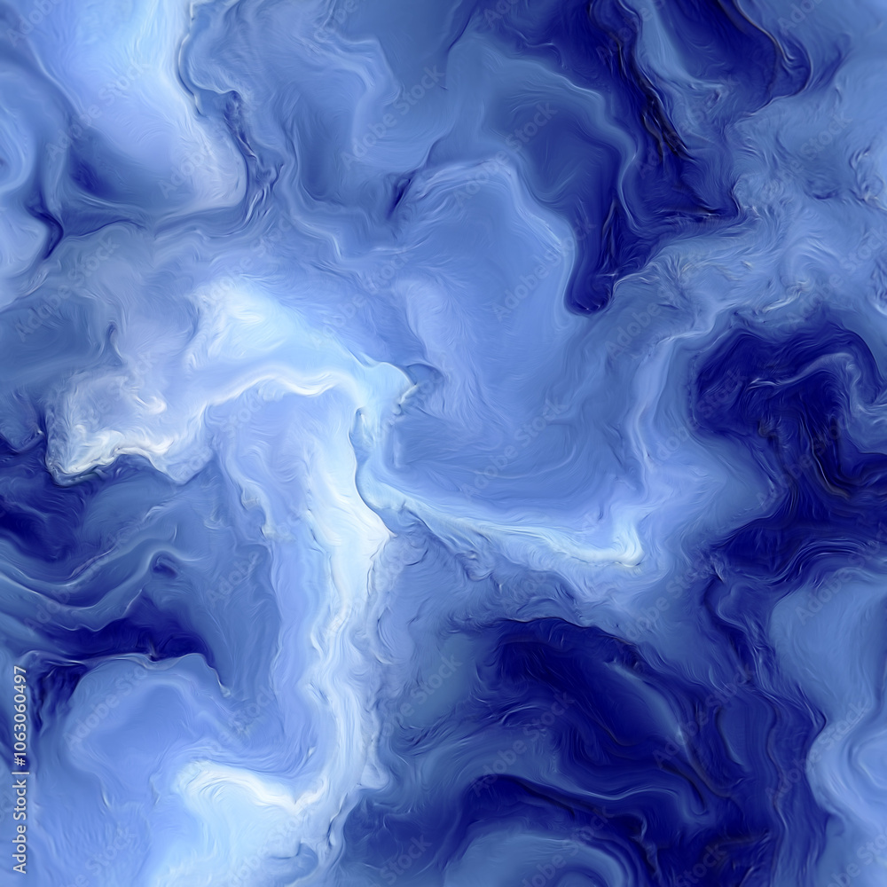 Fototapete A composition with fluid, undulating forms in cool shades of blue, where smooth transitions give the image depth and airiness.