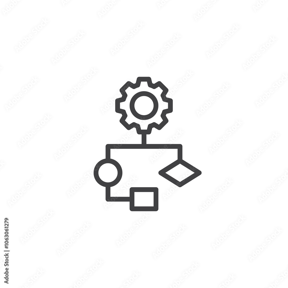 Poster process mapping line icon