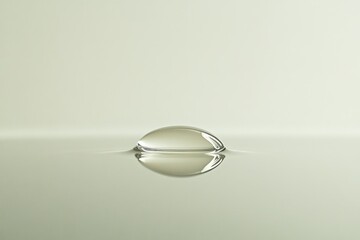 A transparent glass dome hovers effortlessly on a tranquil water surface, symbolizing elegance, clarity, and calm in a minimalist natural setting.