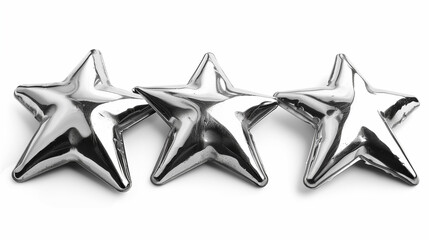 chrome silver metal stars isolated on white background