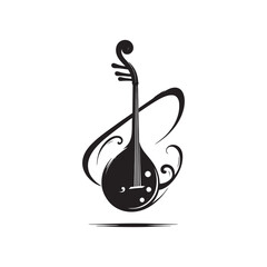 Obraz premium Minimalist Erhu Silhouette - Erhu Illustration - Erhu Vector Art.