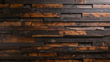 Naklejka premium Dark wooden planks arranged in a stylish horizontal pattern