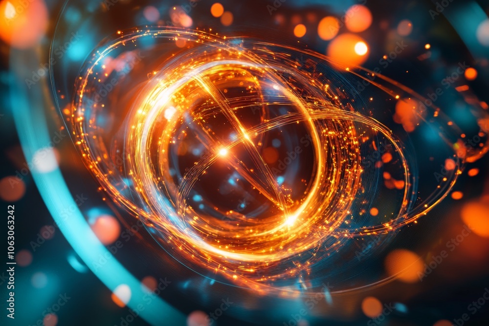 Poster A glowing golden vortex dominates this image, resembling a space-like environment with swirling particles that evoke a sense of mystery and cosmic wonder.