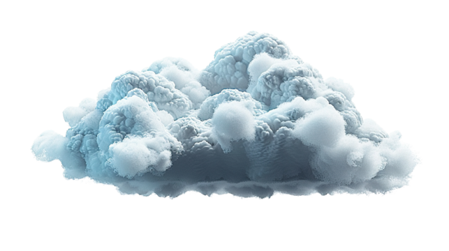 A sky cloud, isolated on white or transparent background cutout.