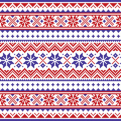Winter or Christmas styke Sami folk art vector seamless pattern. Non-AI generated
