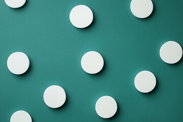Abstract emerald green and white retro 70s overlapping shapes watercolor concept texture