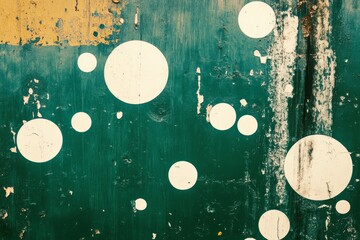 Abstract emerald green and white retro 70s overlapping shapes watercolor concept texture