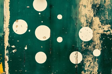 Abstract emerald green and white retro 70s overlapping shapes watercolor concept texture