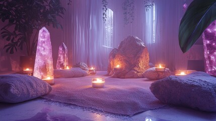 Mystical Crystal and Candle Meditation Room Interior Design