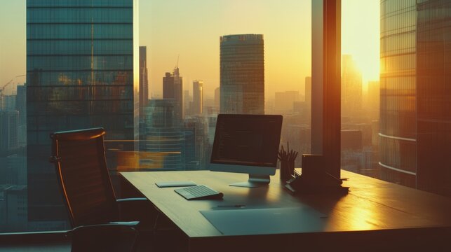 Morning office vibes in a tech business  energizing work environment for innovation