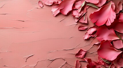 Closeup of peony petal, rich pink tones, intense contrast