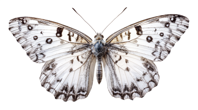A white butterfly contrasts beautifully against a black background, creating a stunning visual