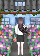 The black of Women coming home 