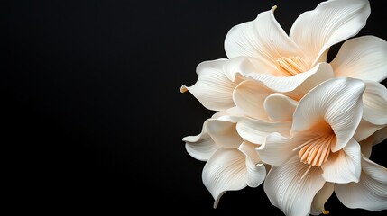 Macro closeup of lily petal tips, high contrast, dark background