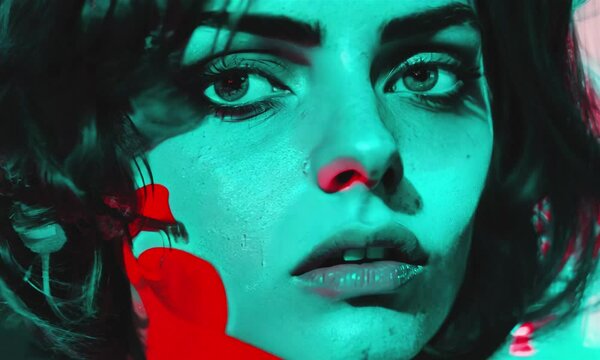 portrait of a woman with glitch efects