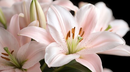 Fototapeta premium Pink lily petal closeup, rich textures, bold contrast