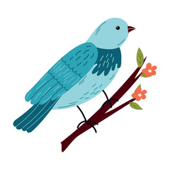 Obraz premium Spring birds single element. Spring singing birds. Vector birds for postcards and t-shirts.