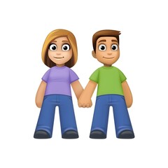 Fototapeta premium Man and Woman Holding Hands Emoji 