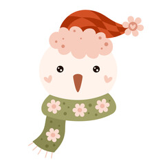 Retro groovy Christmas snowman clipart. Cute Christmas character. Hand draw vector illustration in flat style