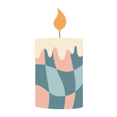 Retro Christmas candle clipart. Cute festive seasonal object. Hand drawn vector illustration in flat style	
