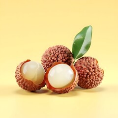 Lychee fruit isolated on color background with full depth of field