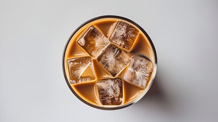 3D Iced Coffee with Milk from Above

