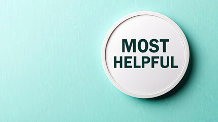 A round white badge with the text 'Most Helpful' printed in bold typography. The background is a calming mint green, creating a modern aesthetic.
