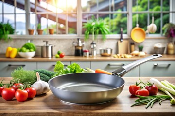 Elegant Double Exposure of a Ceramic Nonstick Fry Pan with Stainless Steel Handle, Showcasing Cooking Excellence and Professional Kitchenware Against a Minimalist Isolated Background