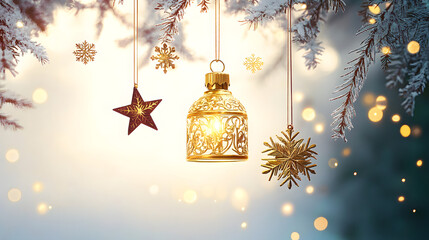 Fototapeta premium The original image on the New Year theme for a greeting card or elements for design.