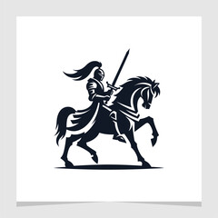 Knight with Horse Illustration Logo Element Vector