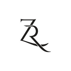 letters zr linked curves font elegant logo vector